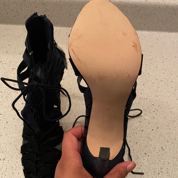 Zara Basic Lace Up Heels - Picture 4 of 7